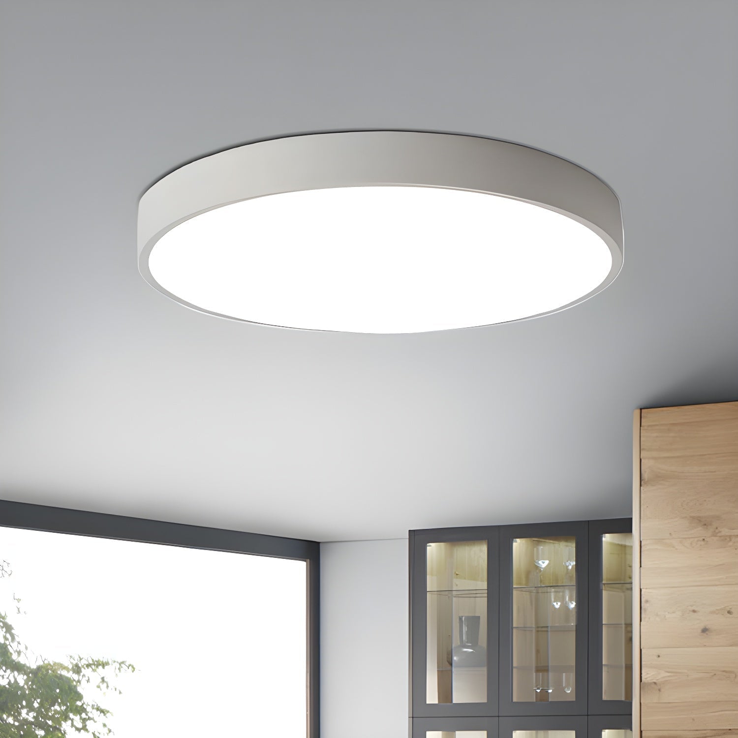 Modern Circular Slimline LED Ceiling Light Minimalist Flush Mount Overhead Fixture