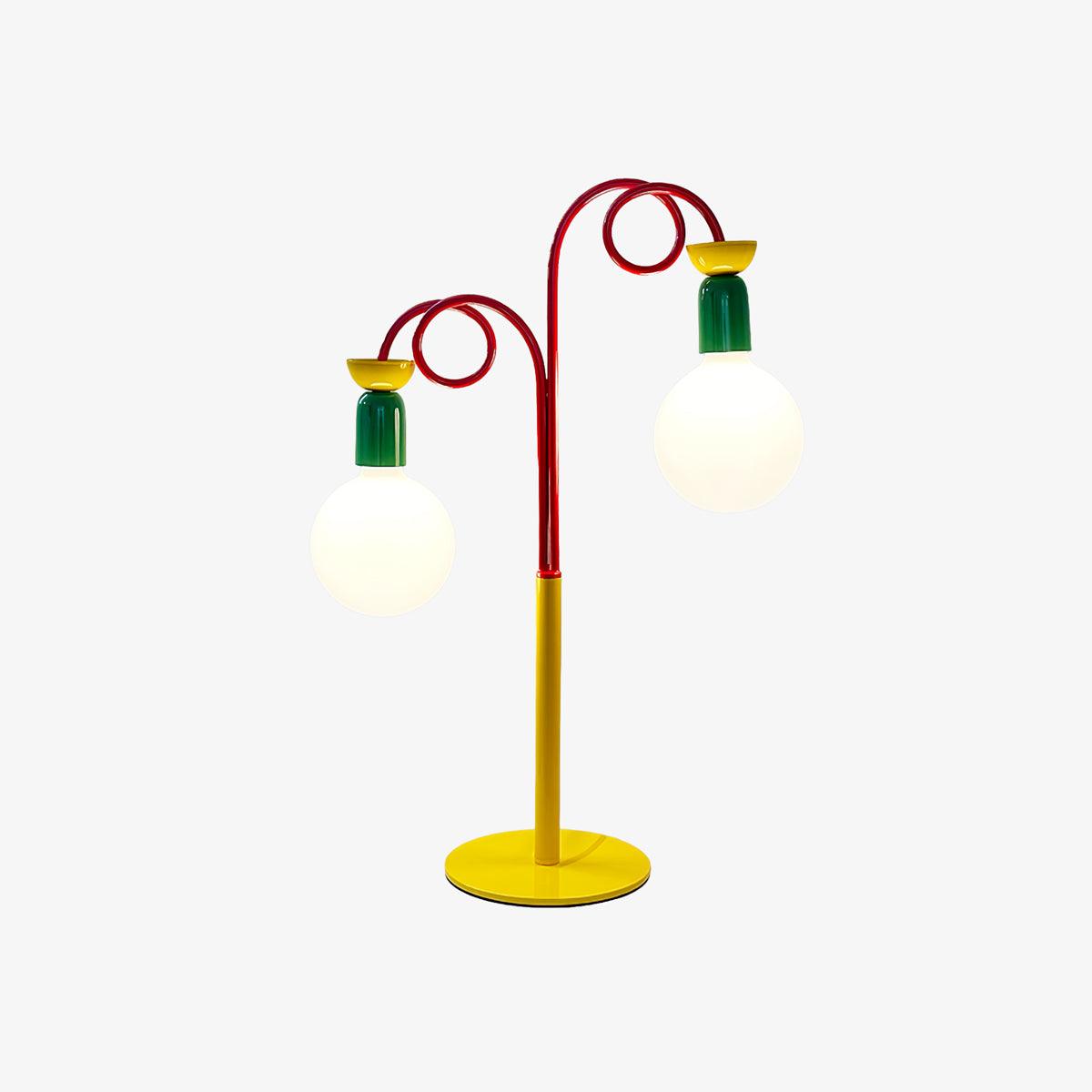Modern Colorful Geometric Bedside Lamp with Frosted Glass Globe Shade