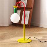 Modern Colorful Geometric Bedside Lamp with Frosted Glass Globe Shade
