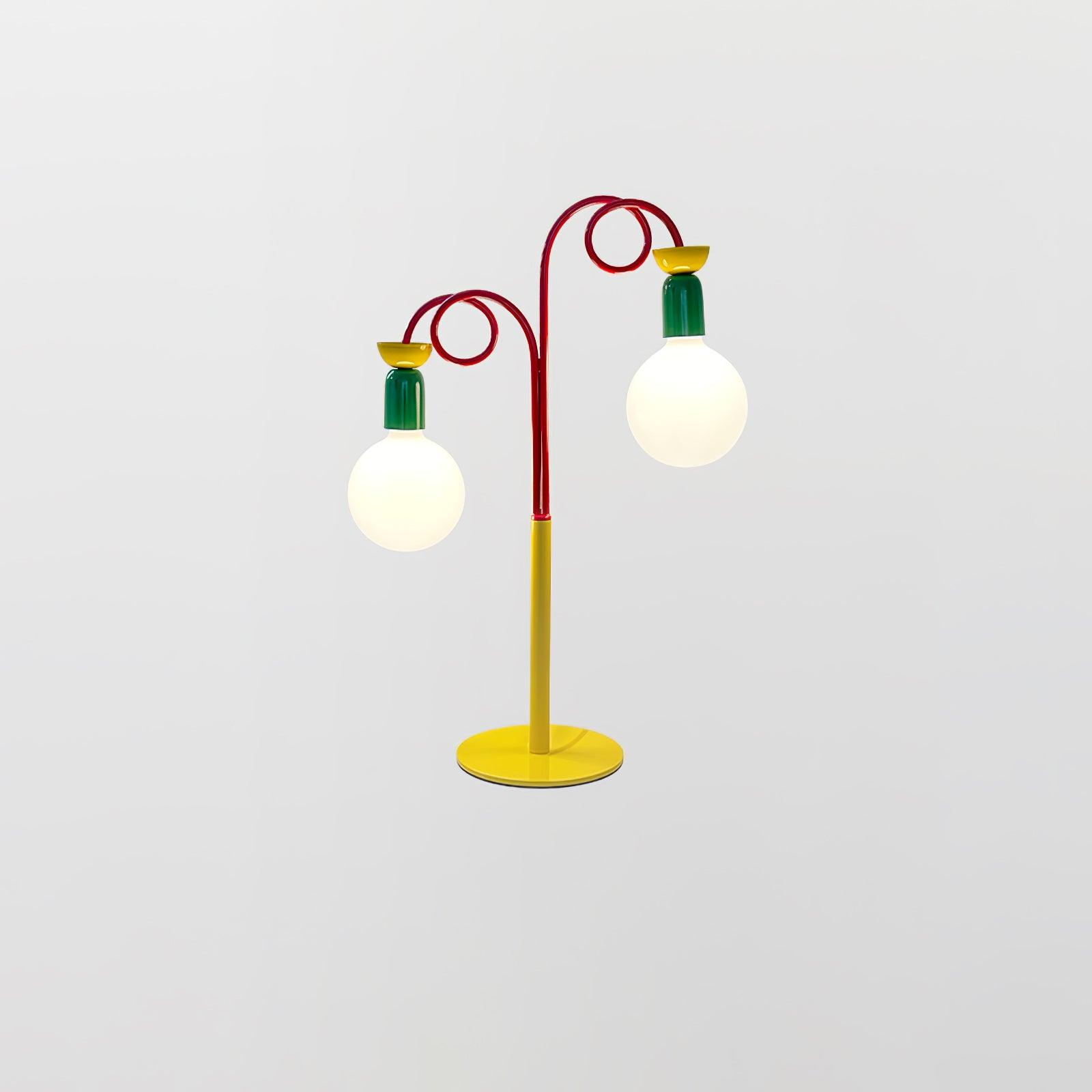 Modern Colorful Geometric Bedside Lamp with Frosted Glass Globe Shade