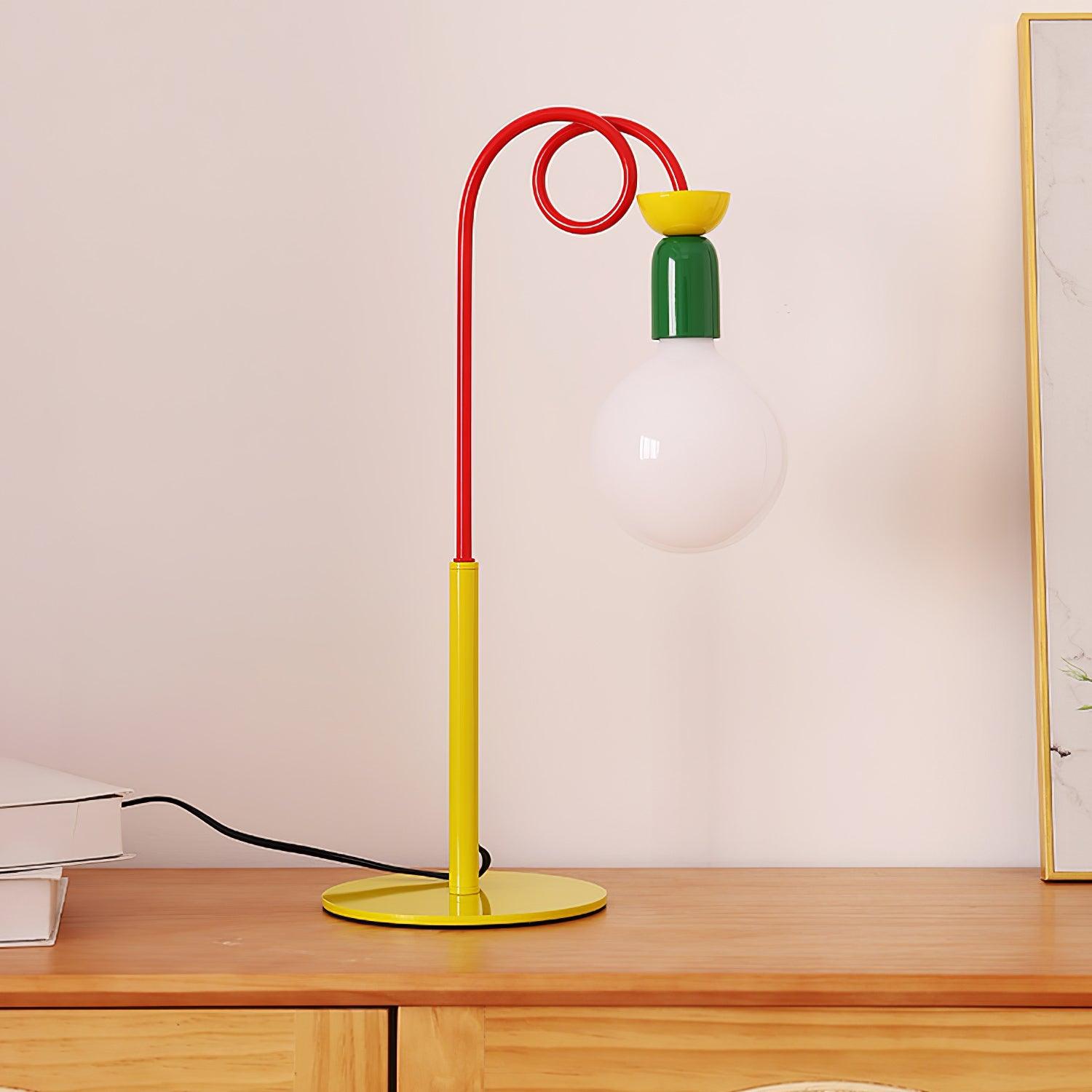 Modern Colorful Geometric Bedside Lamp with Frosted Glass Globe Shade
