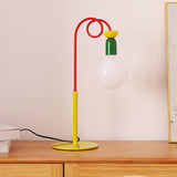 Modern Colorful Geometric Bedside Lamp with Frosted Glass Globe Shade