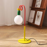 Modern Colorful Geometric Bedside Lamp with Frosted Glass Globe Shade
