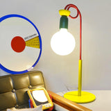 Modern Colorful Geometric Bedside Lamp with Frosted Glass Globe Shade