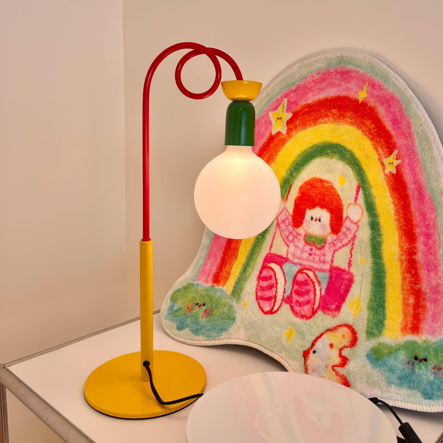 Modern Colorful Geometric Bedside Lamp with Frosted Glass Globe Shade