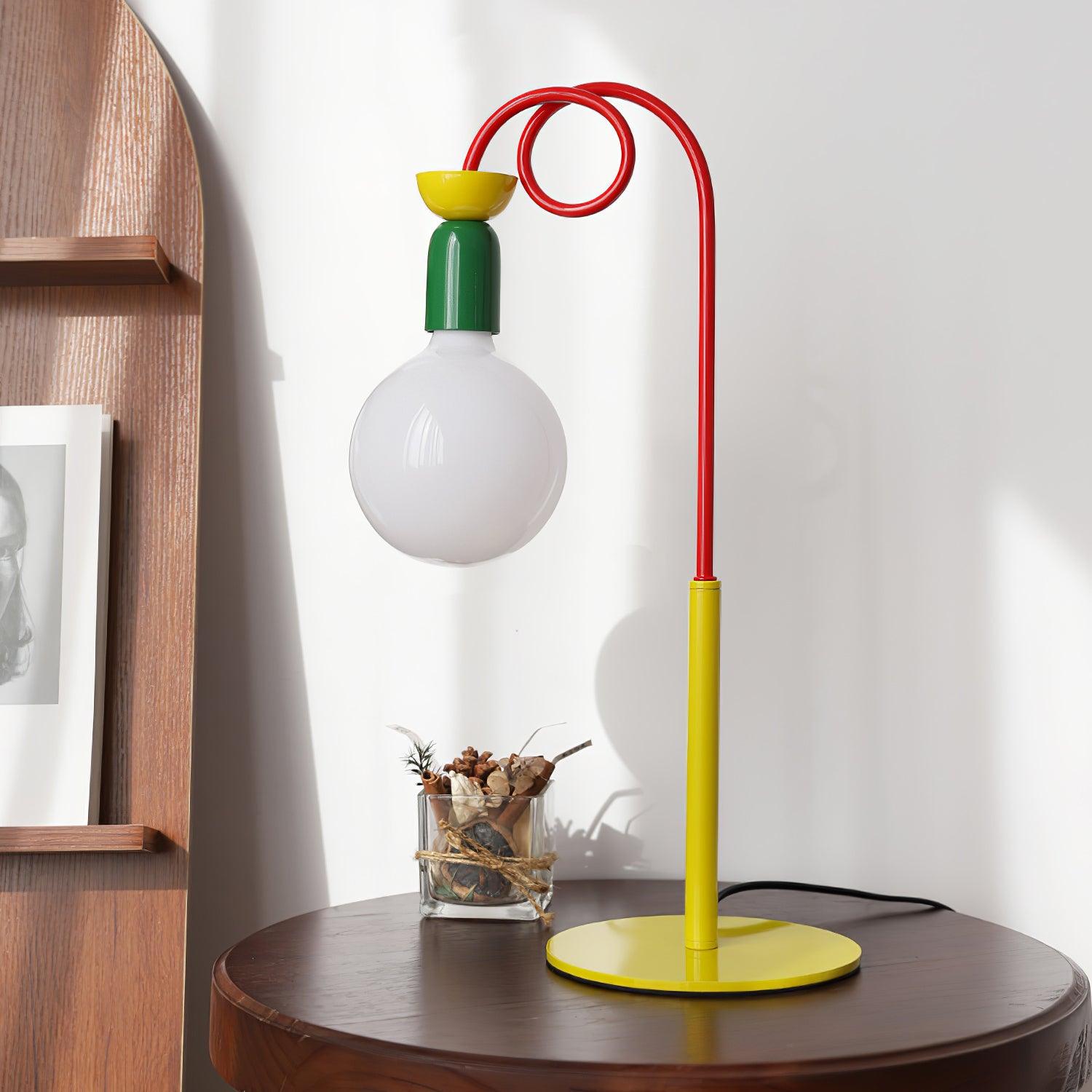 Modern Colorful Geometric Bedside Lamp with Frosted Glass Globe Shade