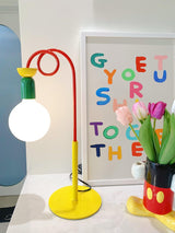Modern Colorful Geometric Bedside Lamp with Frosted Glass Globe Shade