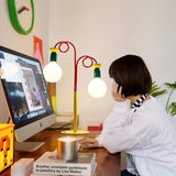 Modern Colorful Geometric Bedside Lamp with Frosted Glass Globe Shade
