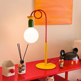 Modern Colorful Geometric Bedside Lamp with Frosted Glass Globe Shade