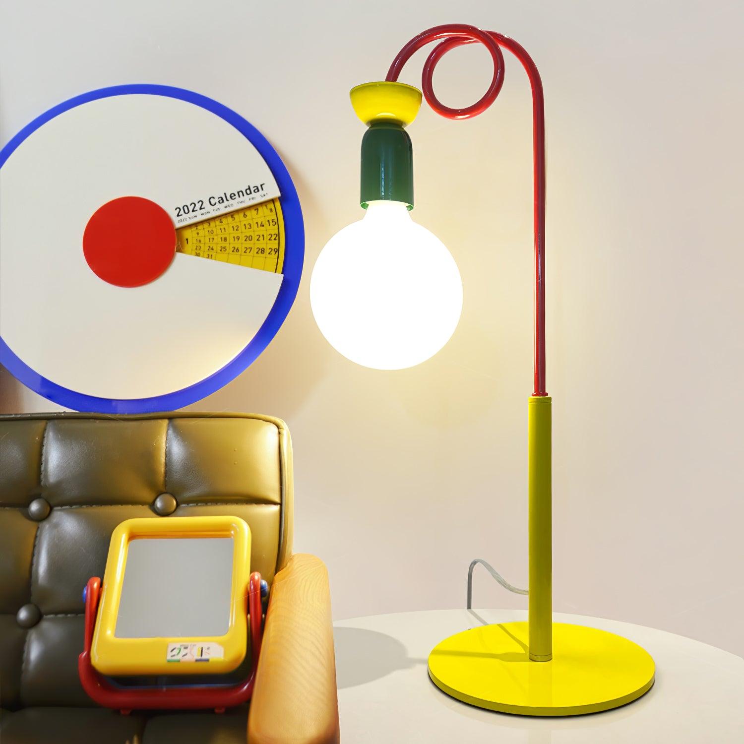Modern Colorful Geometric Bedside Lamp with Frosted Glass Globe Shade