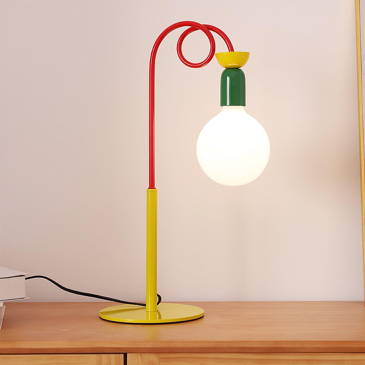 Modern Colorful Geometric Bedside Lamp with Frosted Glass Globe Shade