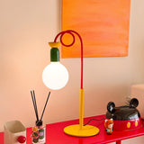 Modern Colorful Geometric Bedside Lamp with Frosted Glass Globe Shade