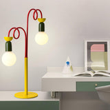 Modern Colorful Geometric Bedside Lamp with Frosted Glass Globe Shade