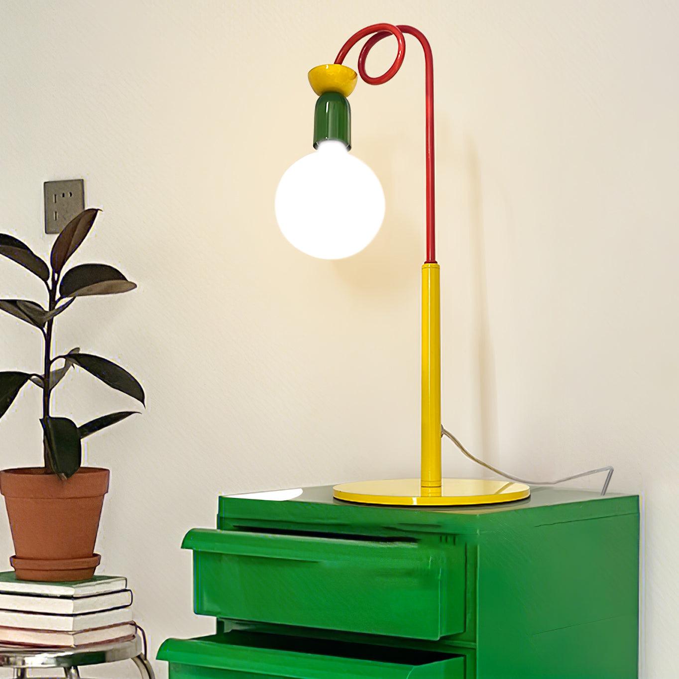 Modern Colorful Geometric Bedside Lamp with Frosted Glass Globe Shade