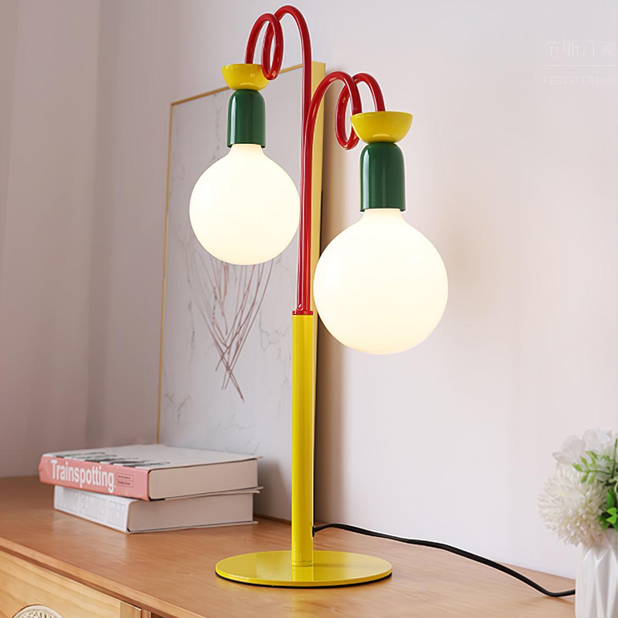 Modern Colorful Geometric Bedside Lamp with Frosted Glass Globe Shade