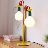 Modern Colorful Geometric Bedside Lamp with Frosted Glass Globe Shade