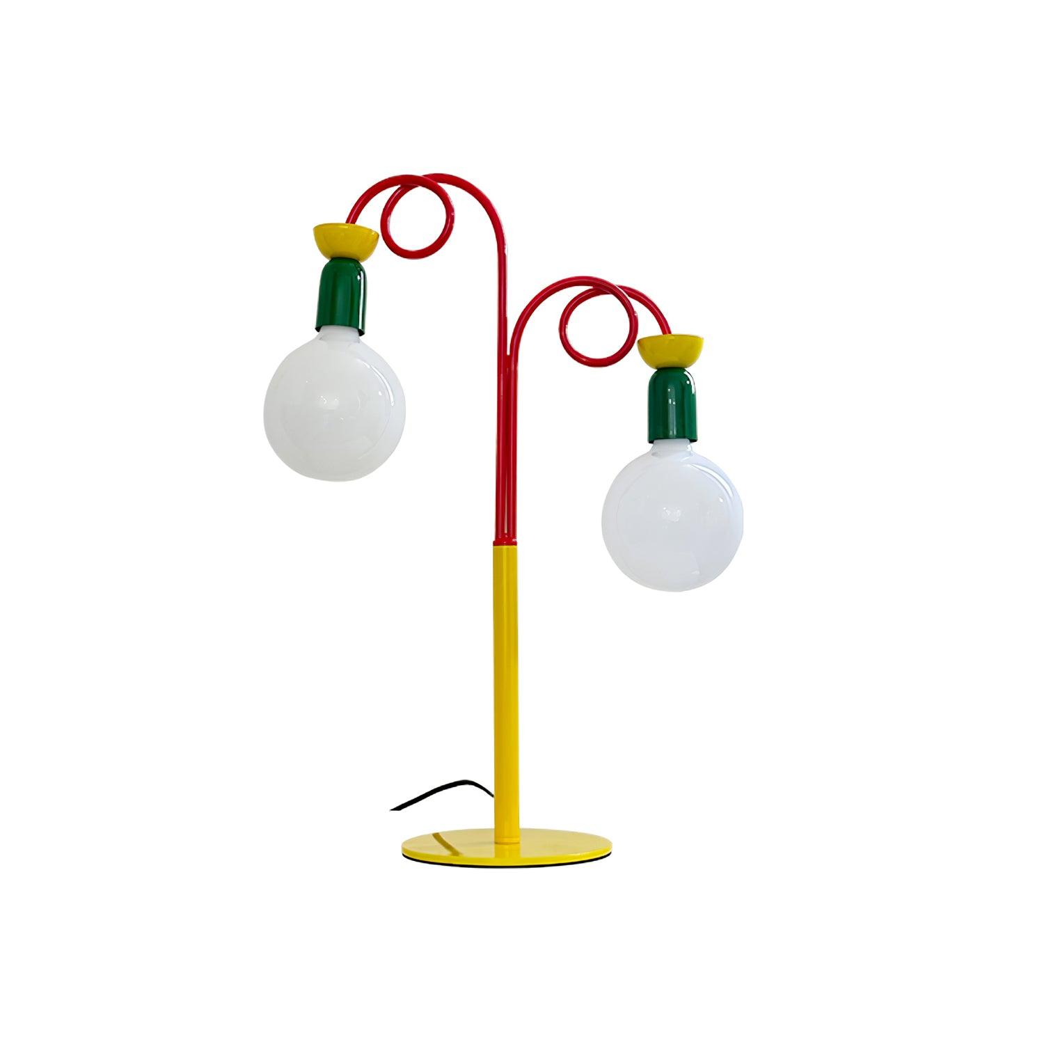 Modern Colorful Geometric Bedside Lamp with Frosted Glass Globe Shade