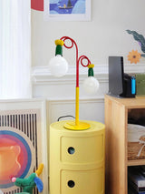 Modern Colorful Geometric Bedside Lamp with Frosted Glass Globe Shade
