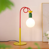 Modern Colorful Geometric Bedside Lamp with Frosted Glass Globe Shade