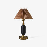 Vintage Antique Brass Table Lamp with Tapered Fabric Shade Classic Desk Light for Bedroom Office