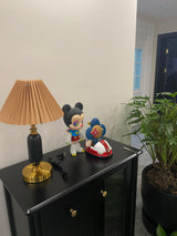 Vintage Antique Brass Table Lamp with Tapered Fabric Shade Classic Desk Light for Bedroom Office
