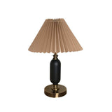 Vintage Antique Brass Table Lamp with Tapered Fabric Shade Classic Desk Light for Bedroom Office