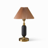 Vintage Antique Brass Table Lamp with Tapered Fabric Shade Classic Desk Light for Bedroom Office