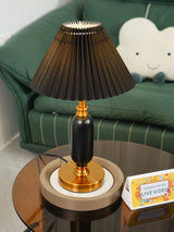 Vintage Antique Brass Table Lamp with Tapered Fabric Shade Classic Desk Light for Bedroom Office