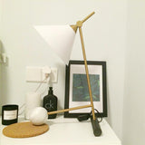 Modern Marble Table Lamp with Conical Shade and Orb Accent for Elegant Bedside and Study Lighting