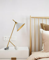 Modern Marble Table Lamp with Conical Shade and Orb Accent for Elegant Bedside and Study Lighting