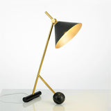 Modern Marble Table Lamp with Conical Shade and Orb Accent for Elegant Bedside and Study Lighting