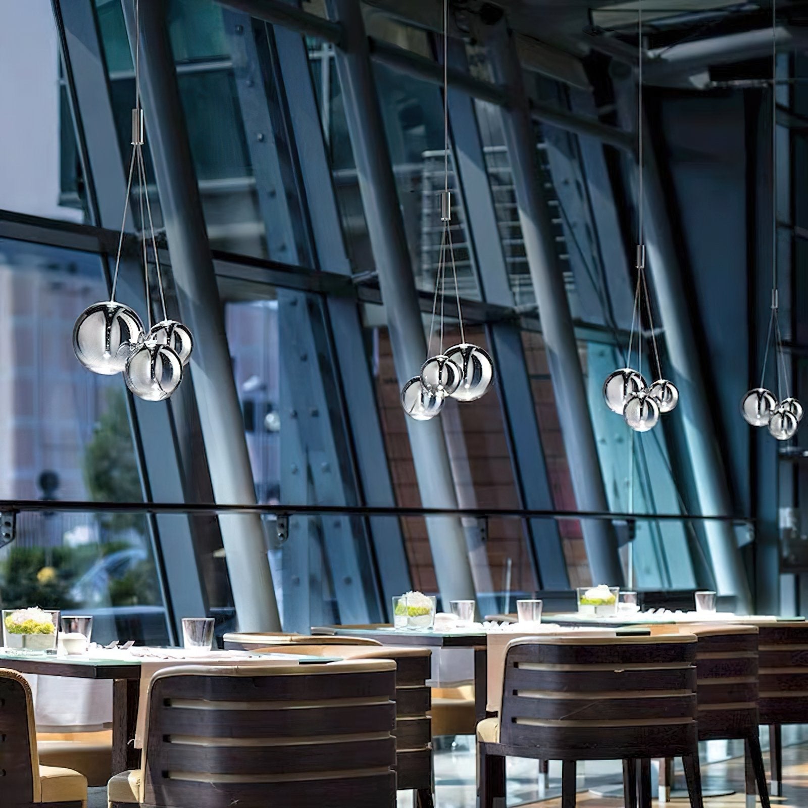 artistic-led-cluster-bubble-pendant-lamp-with-chrome-accents-and-glass-spheres