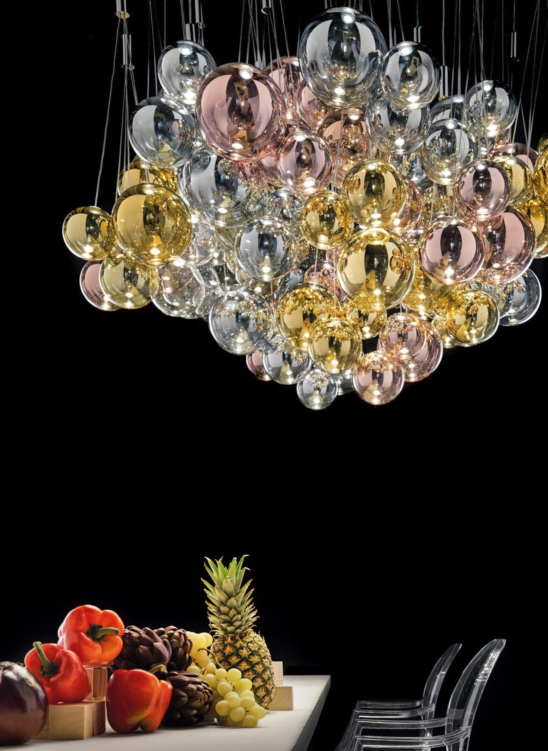 artistic-led-cluster-bubble-pendant-lamp-with-chrome-accents-and-glass-spheres