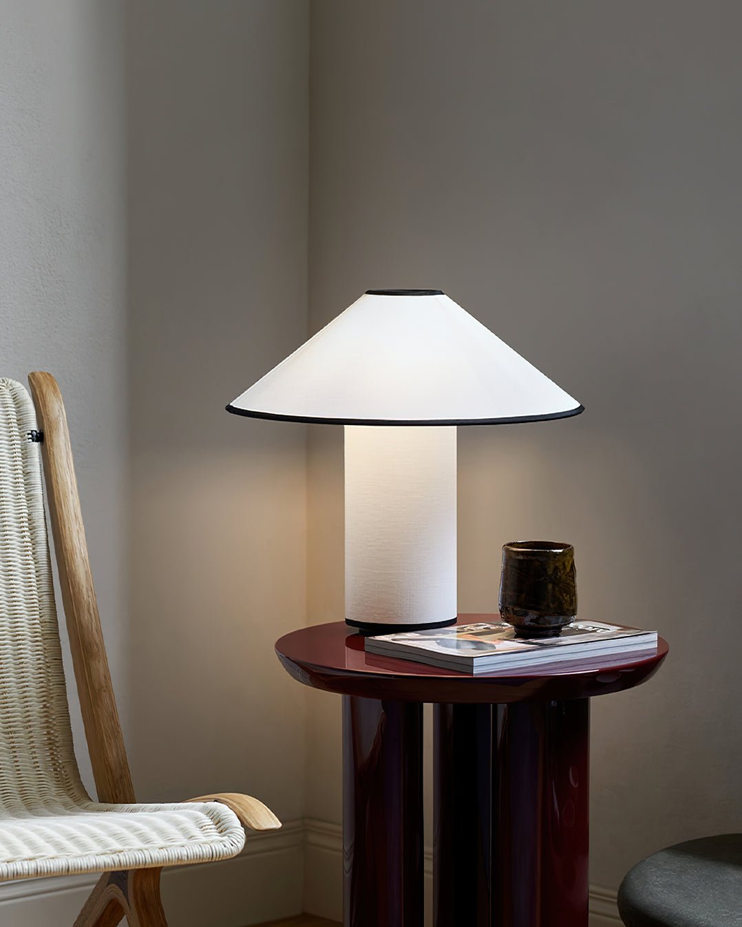 Colette Art Deco Portable Table Lamp with Elegant Textured Fabric Shade