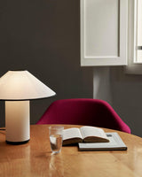Colette Art Deco Portable Table Lamp with Elegant Textured Fabric Shade