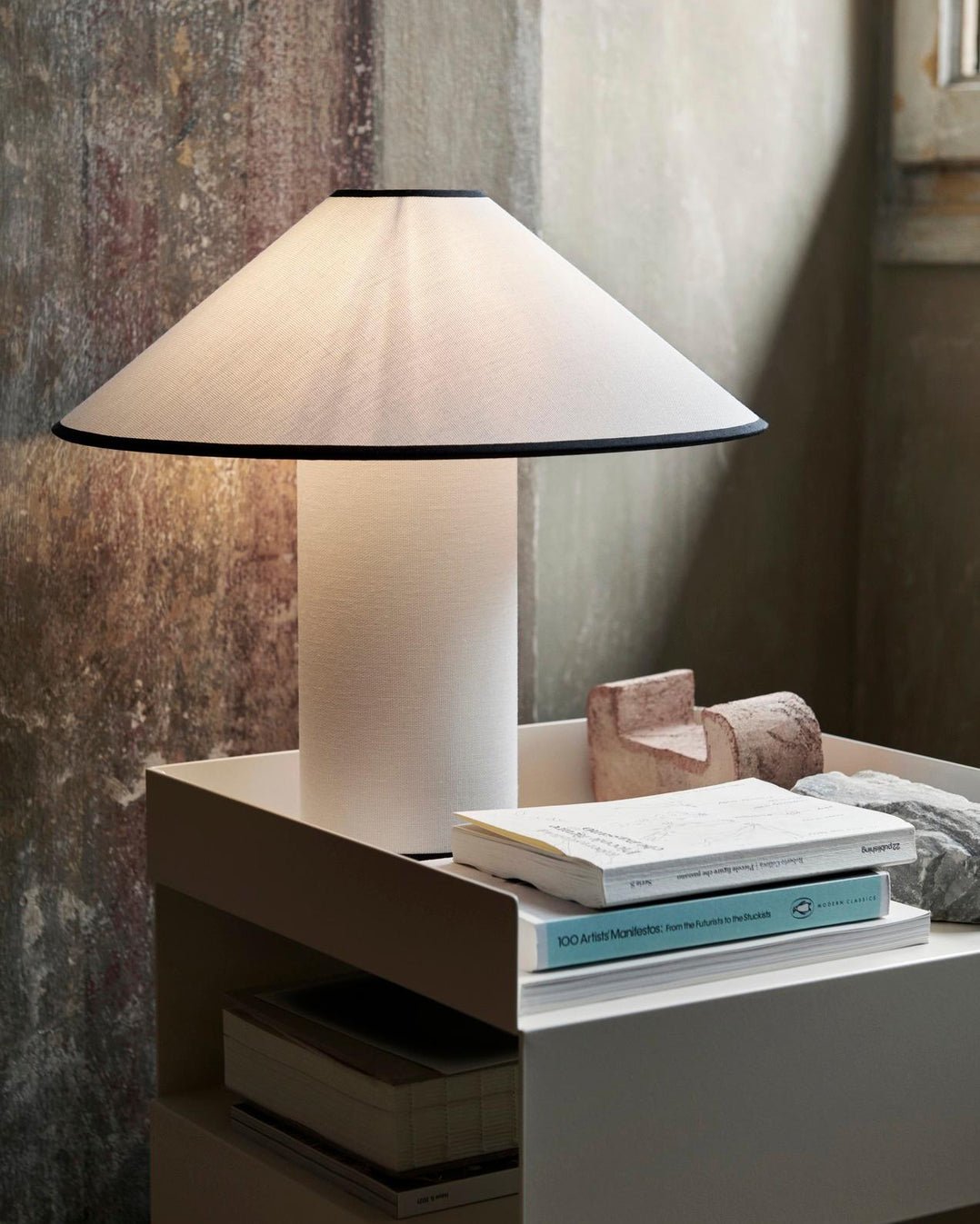 Colette Art Deco Portable Table Lamp with Elegant Textured Fabric Shade