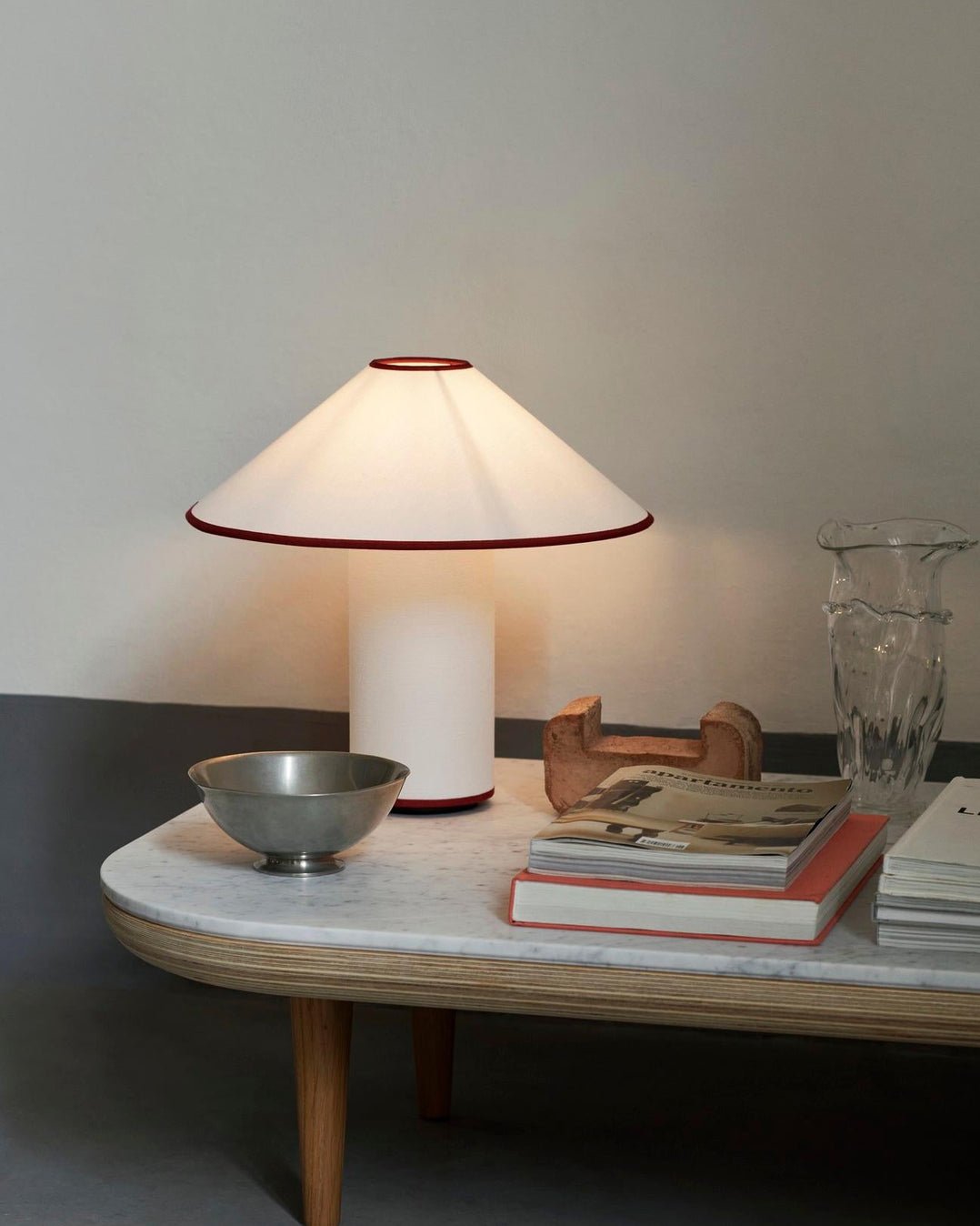 Colette Art Deco Portable Table Lamp with Elegant Textured Fabric Shade