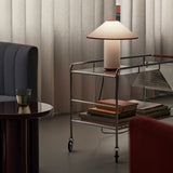 Colette Art Deco Portable Table Lamp with Elegant Textured Fabric Shade