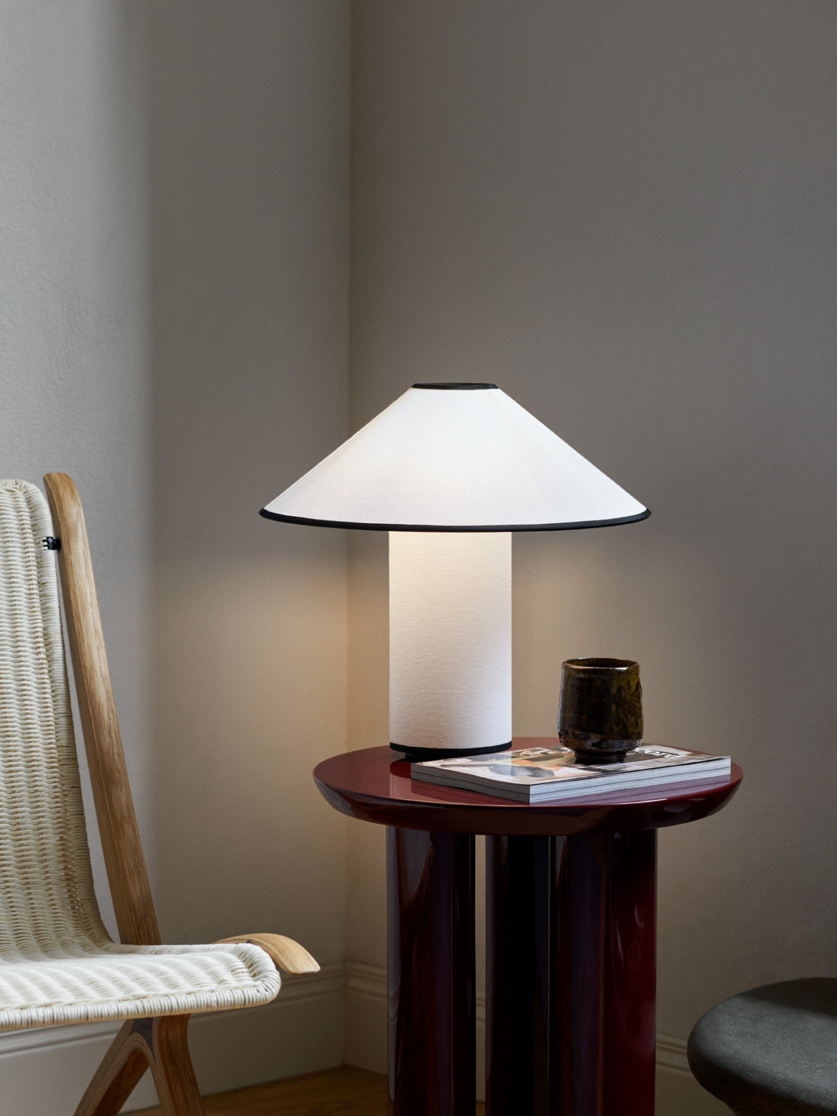 Colette Art Deco Portable Table Lamp with Elegant Textured Fabric Shade