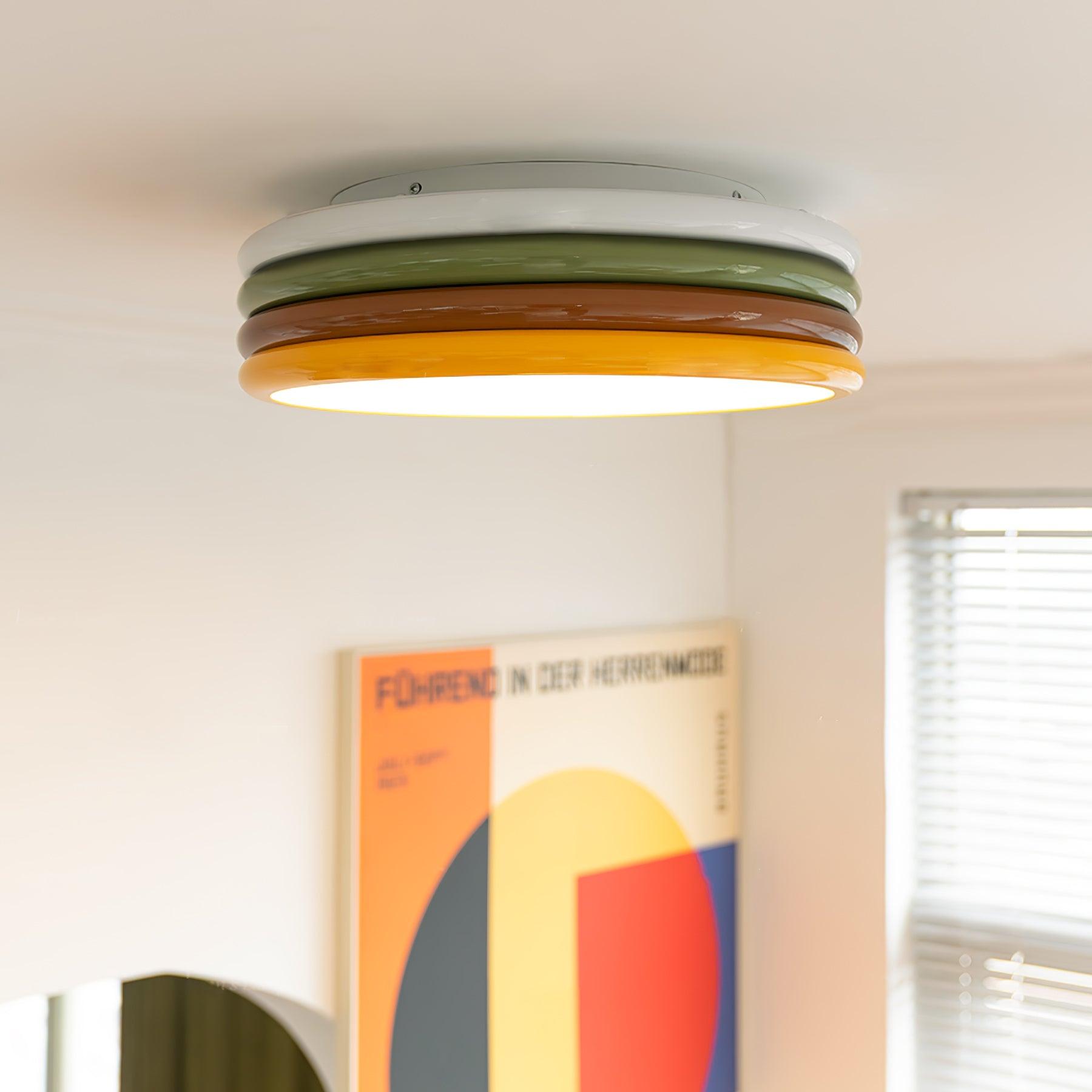 Modern Colorful Layered LED Flush Mount Ceiling Light Round Acrylic Lamp for Bedroom and Living Room