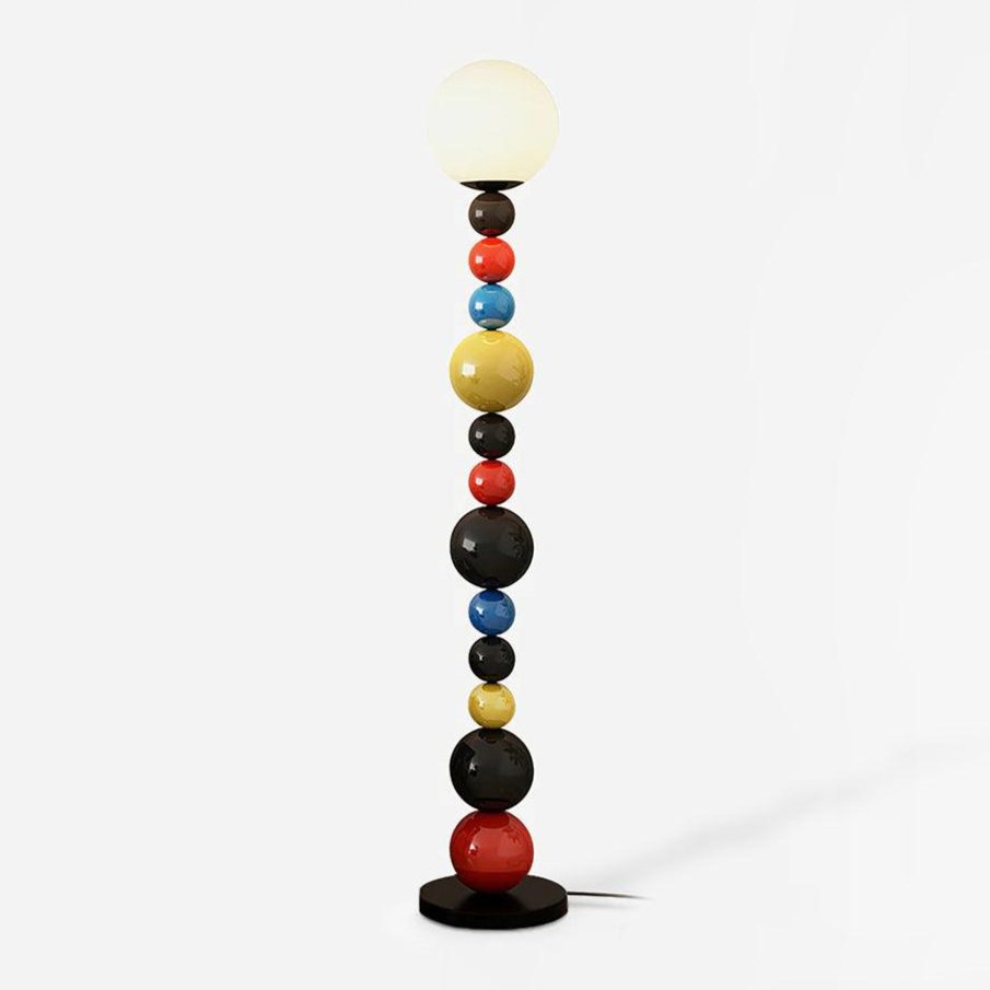 Modern Round Glass Globe Floor Lamp Colorful Metal Standing Reading Light for Indoor Use