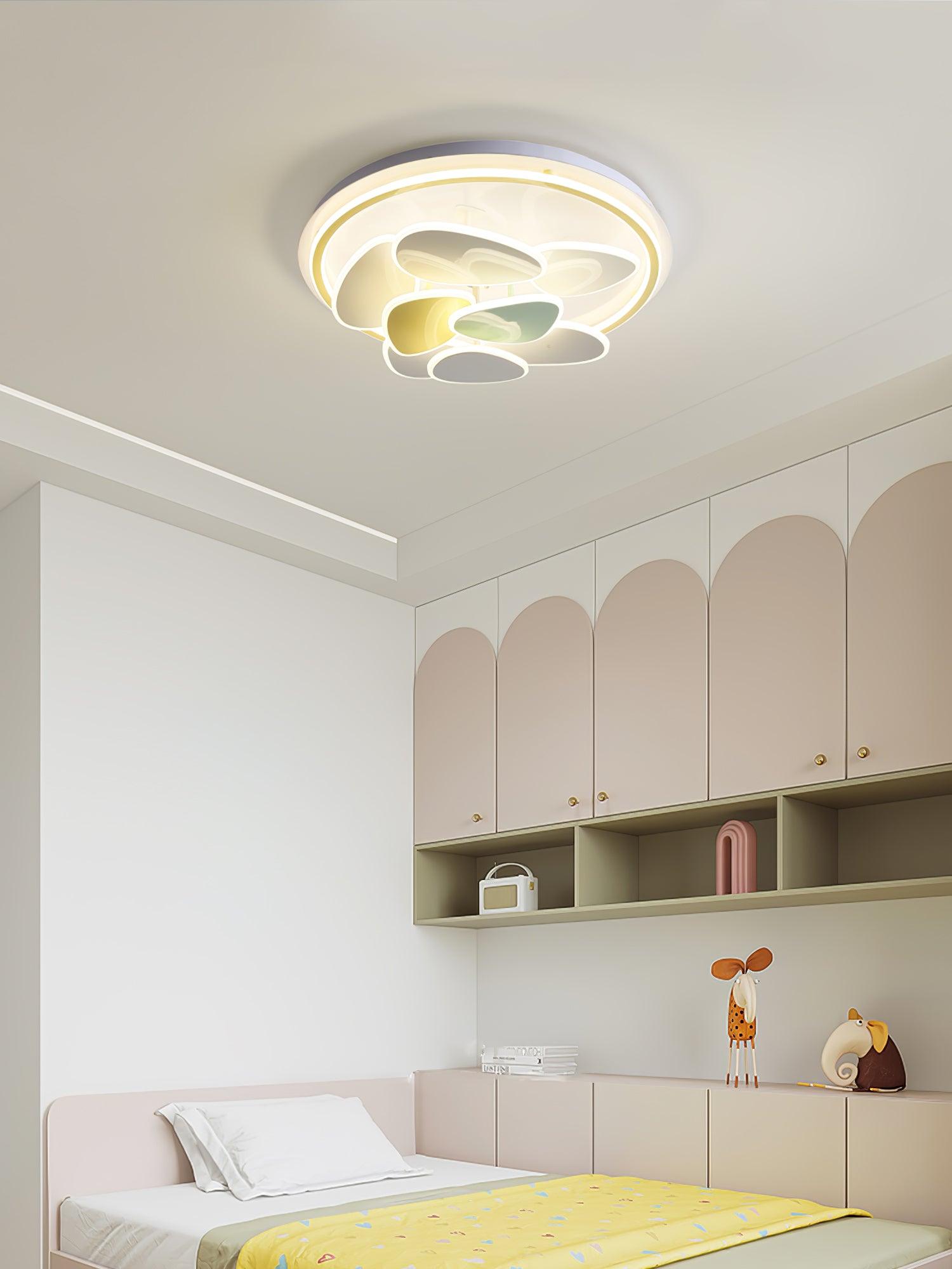 Modern Cloud Shape Round LED Flush Mount Ceiling Lamp for Playroom and Bedroom Decor