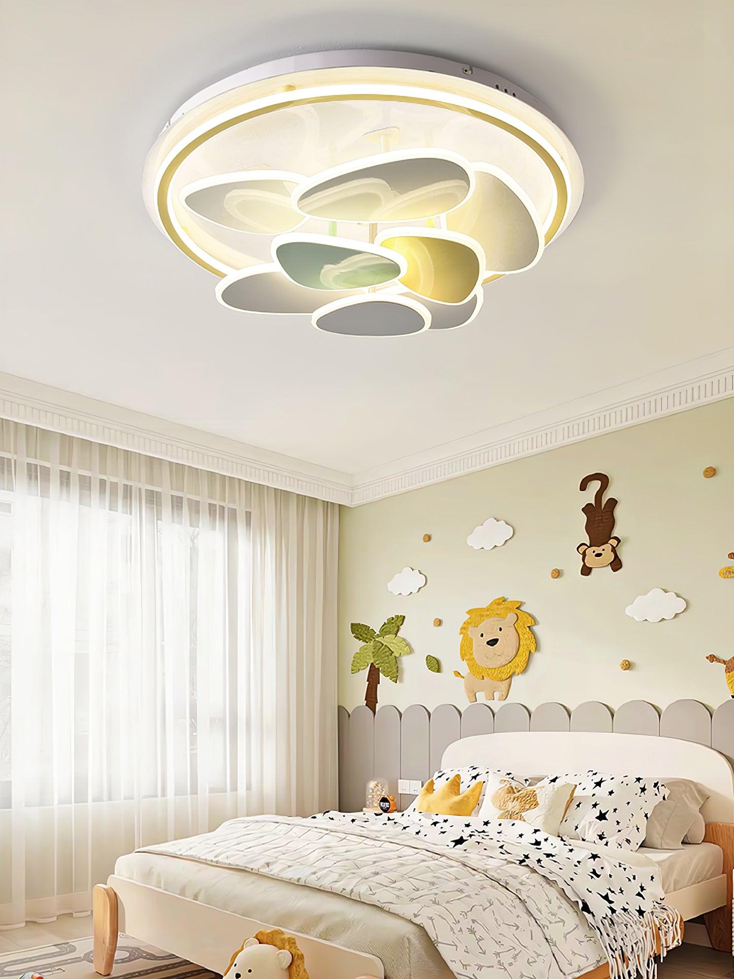 Modern Cloud Shape Round LED Flush Mount Ceiling Lamp for Playroom and Bedroom Decor