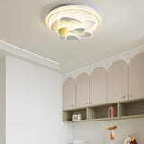 Modern Cloud Shape Round LED Flush Mount Ceiling Lamp for Playroom and Bedroom Decor