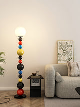 Modern Round Glass Globe Floor Lamp Colorful Metal Standing Reading Light for Indoor Use