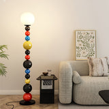 Modern Round Glass Globe Floor Lamp Colorful Metal Standing Reading Light for Indoor Use