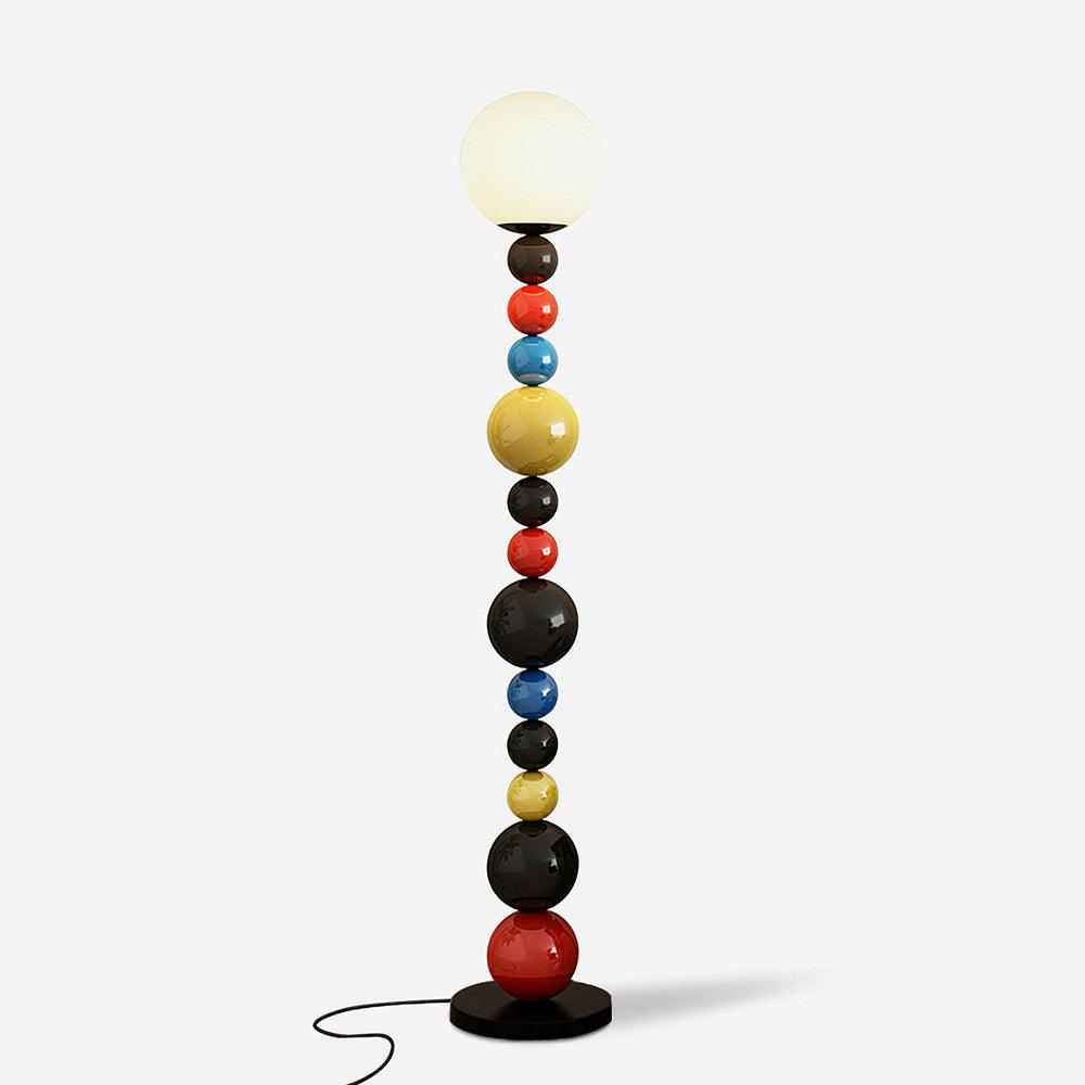 Modern Round Glass Globe Floor Lamp Colorful Metal Standing Reading Light for Indoor Use