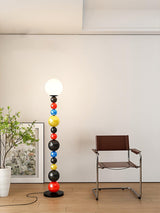 Modern Round Glass Globe Floor Lamp Colorful Metal Standing Reading Light for Indoor Use