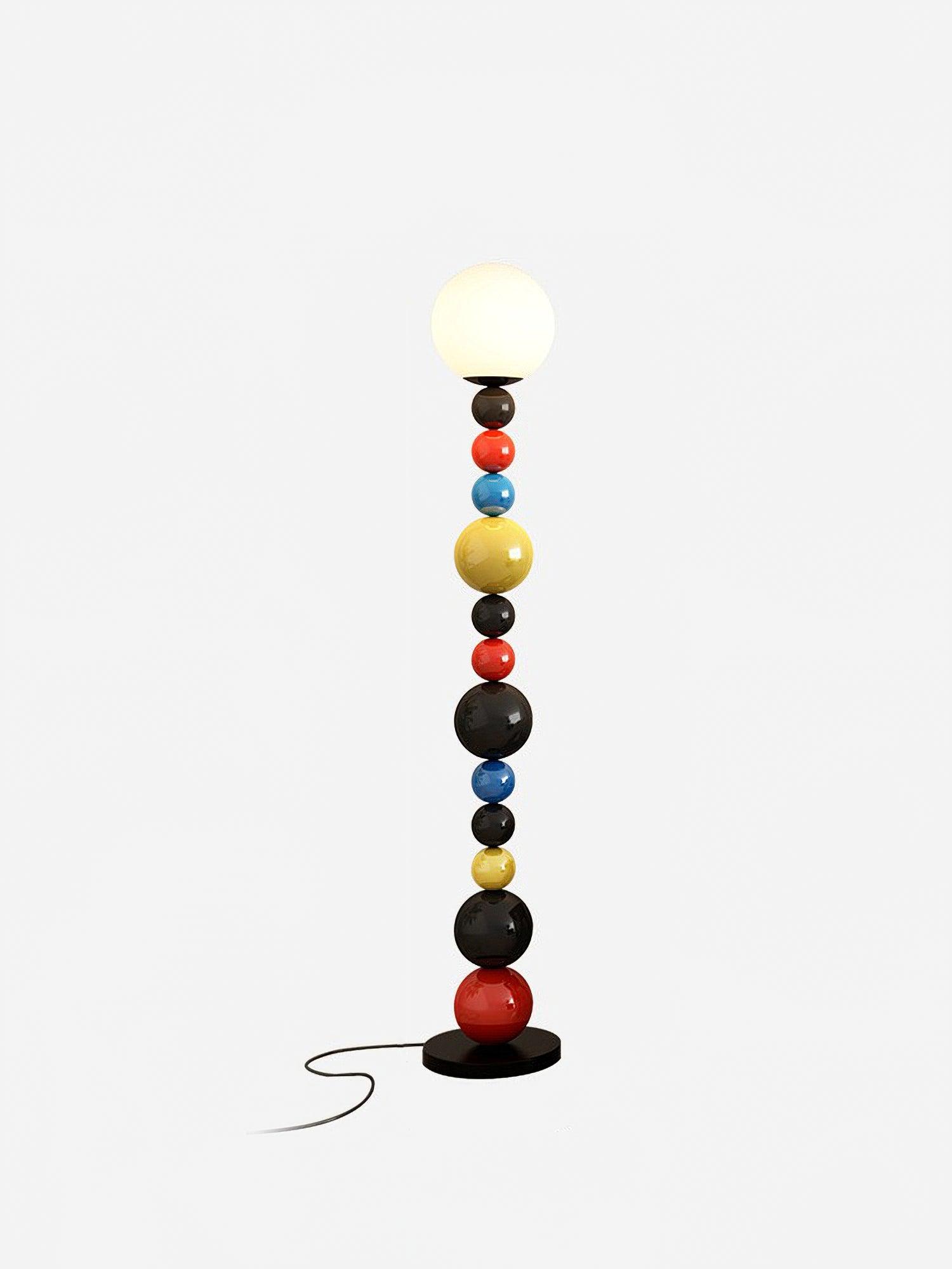 Modern Round Glass Globe Floor Lamp Colorful Metal Standing Reading Light for Indoor Use