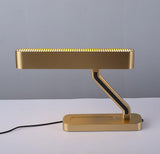 Modern Industrial Brass Table Lamp with Integrated LED and Built in Pen Tray